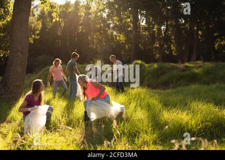Multi ethnic group of conservation volunteers Stock Photo