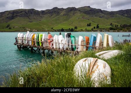 lined up boats at Bottssteg, Diamond Habour Stock Photo