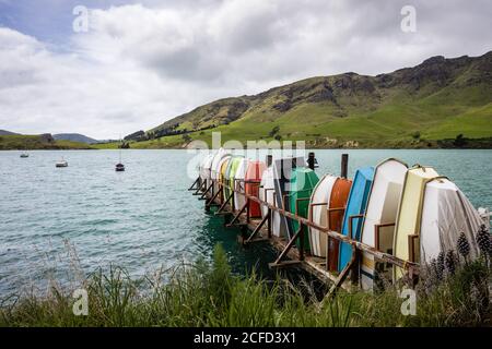 lined up boats at Bottssteg, Diamond Habour Stock Photo