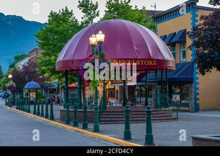 Downtown street in Revelstoke, British Columbia, Canada. Stock Photo