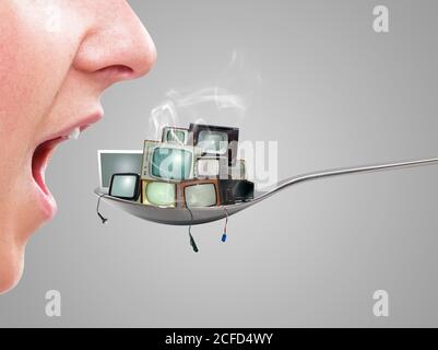 Exaggerated consumption in society Stock Photo