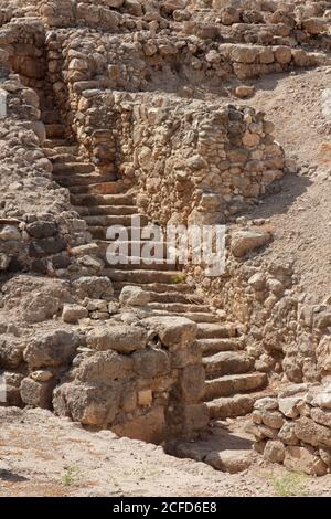 Ruins at the Tel Megiddo National park - a UNESCO word heritage site, northern Israel Stock Photo