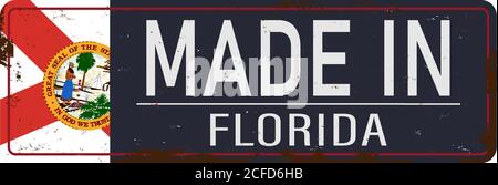 retro metal sign with text Unites States Florida inside, vector illustration Stock Vector