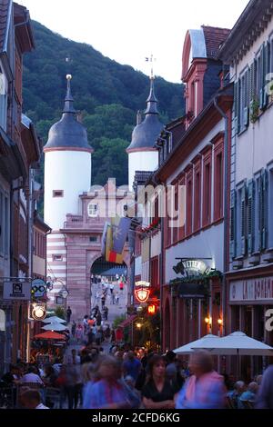 Brückentor and Steingasse in the old town, Heidelberg, Baden-Württemberg, Germany, Europe Stock Photo