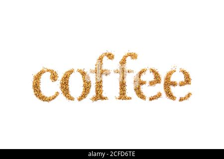 Word coffee with golden glitter isolated on white background Stock Photo