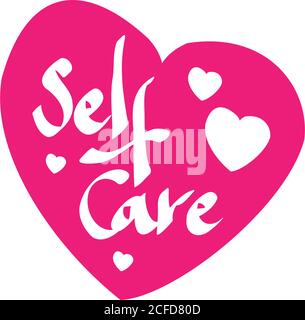 Text about self care. taking care of yourself. Design print for t shirt, card, banner. Vector illustration. Healthcare Skincare. Take time for your se Stock Vector