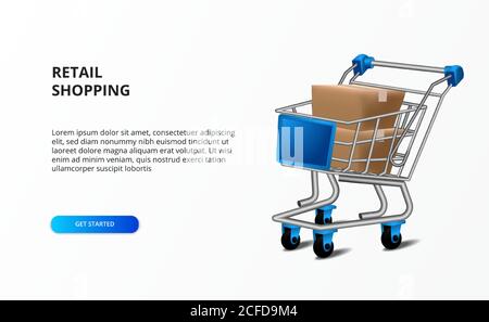 market and cardboard box online shopping commerce vector illustration ...