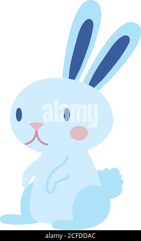 mid autumn cute rabbit seated flat style icon vector illustration ...