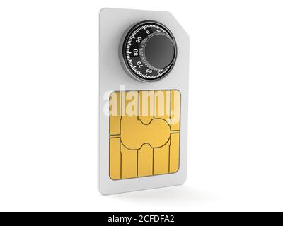 SIM lock concept isolated on white background Stock Photo