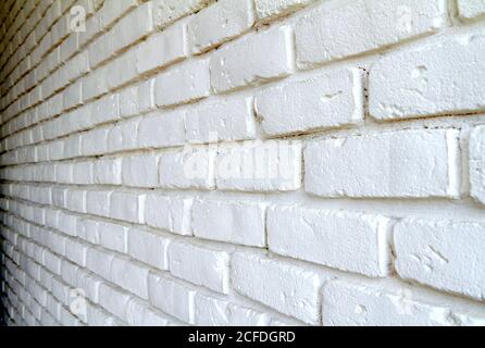 White brick wall with shadows, texture background Stock Photo