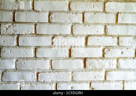 White brick wall with shadows, texture background Stock Photo