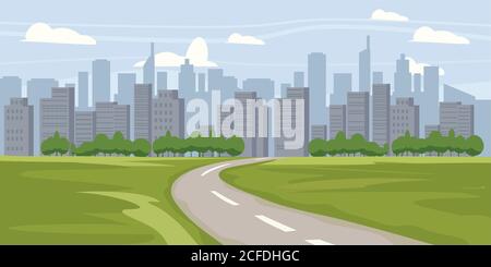 Cityscape background. Buildings silhouette cityscape. Modern architecture. Urban landscape. Horizontal banner with megapolis panorama. Vector Stock Vector