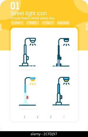 Street light premium icon with multiple style isolated on white background. Vector illustration concept design template for web design and all project Stock Vector