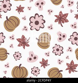 halloween seamless vector pattern in light colors Stock Vector