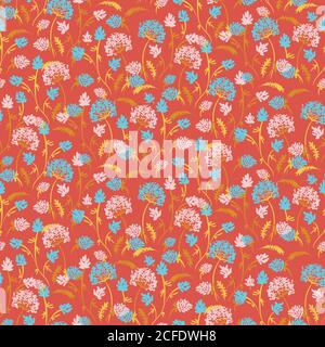 bright colorful wildflowers seamless vector pattern Stock Vector