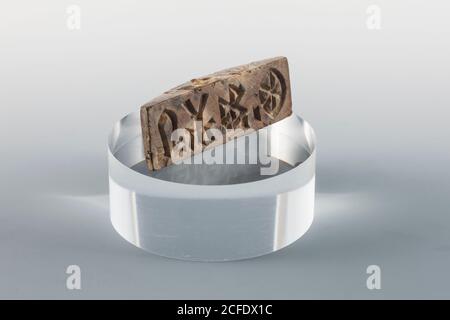 Ancient seal of inscription, Mohenjo daro, Indus valley civilization Gallery, National Museum of Pakistan, Karachi, Sindh, Pakistan, South Asia, Asia Stock Photo