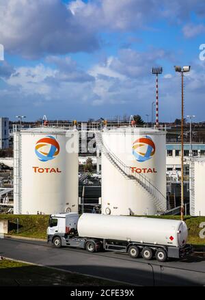 Total, aviation fuel tank farm at Düsseldorf Airport, Düsseldorf, North Rhine-Westphalia, Germany Stock Photo
