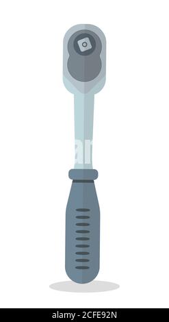 Ratchet used to unwind or tighten nuts and bolts are on the white background. ratchet hand tools. Vector illustration. Stock Vector