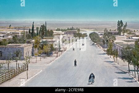 Original Caption:  Southern Palestine Hebron Beersheba and Gaza area. Beersheba the main street  - Location: Israel--Beersheba ca.  1950-1977 Stock Photo