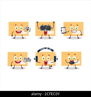 Brown rectangle envelope cartoon character are playing games with various cute emoticons Stock Vector