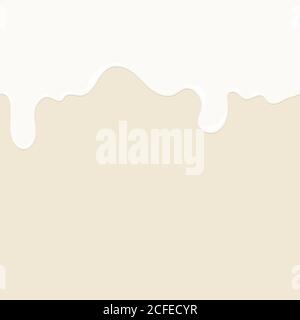 White paint or other liquid drips or drips onto background. Seamless border. Stock Vector