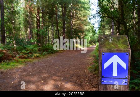 The UFO Trail in Rendlesham Forest, Suffolk, UK Stock Photo