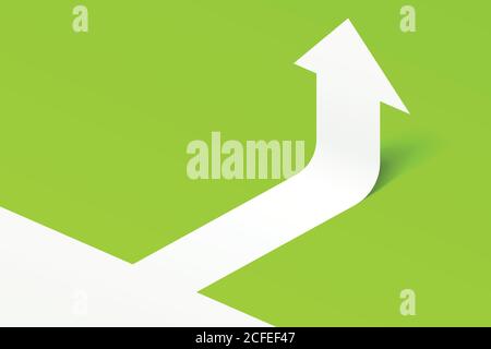 white arrow up on green with shadow Stock Vector