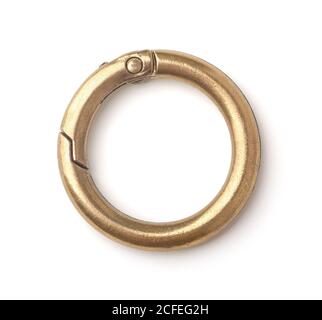 Top view of old empty bronze keyring isolated on white Stock Photo
