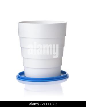 Front view of collapsible reusable plastic cup isolated on white Stock Photo