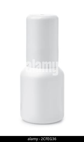 Front view of  closed blank medical spray bottle  isolated on white Stock Photo