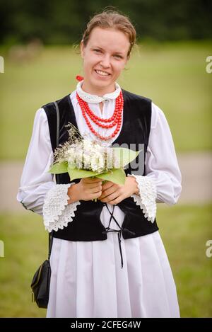 REZEKNE - LATVIA, 25.07.2016: Beautiful young girls who is celebrating the mid summer festival in Rezekne, Latvia Stock Photo