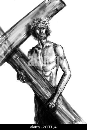 Black Pencil Portrait Of Jesus Christ