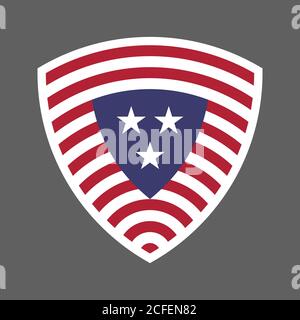 United States of America USA flag shield icon logo vector illustration. Independence Day. 4th of July. Presidential Election Stock Vector