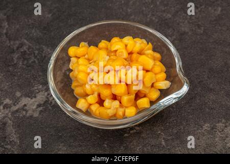 Sweet marinated corn seeds in the bowl Stock Photo