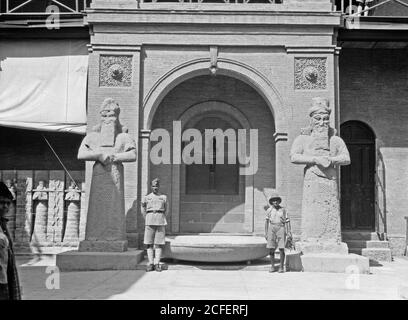 Original Caption:  Iraq. (Mesopotamia). Baghdad. Views street scenes and types. The Iraq museum. Closer view  - Location: Iraq--Baghdad ca.  1932 Stock Photo