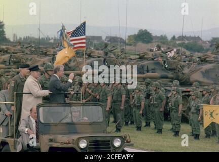 Jimmy Carter and Helmut Schmidt review NATO troops ca.  07/15/1978 Stock Photo