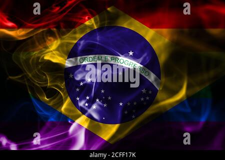 Brazil Gay smoke flag, Brazil flag Stock Photo
