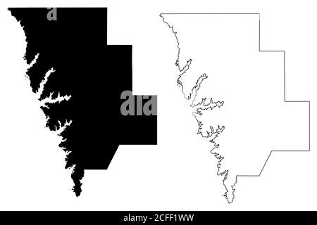 Sabine County, Louisiana (U.S. county, United States of America, USA, U.S., US) map vector illustration, scribble sketch Sabine Parish map Stock Vector