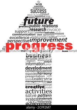 Progress business concept made with words drawing a arrow. Easy color change by selecting same fill color Stock Vector