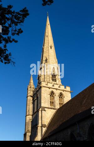 The spire of All Saints Church, an Anglican church on Jesus Lane in Cambridge, Cambridgeshire, UK. Stock Photo