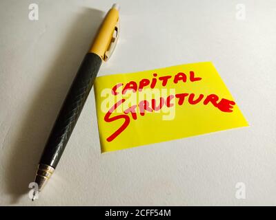 Capital structure word displayed on paper slip concept for educational informative awareness.