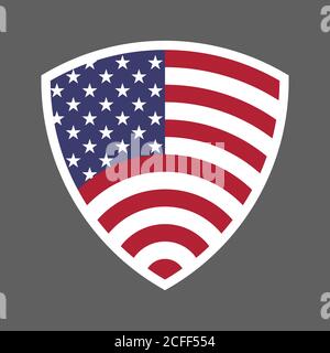 United States of America USA flag shield icon logo vector illustration. Independence Day. 4th of July. Presidential Election Stock Vector