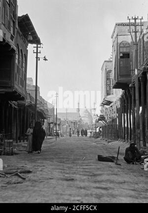 Original Caption:  Iraq. Kerbela. Second holy city of the Shiite Moslems [i.e. Muslims]. Main street. Leading to the mosque  - Location: Iraq--KarbalÄÊ¾ ca.  1932 Stock Photo