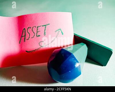 Asset word displayed on paper slip concept for educational informative awareness.