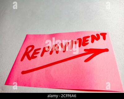 Repayment word displayed on paper slip concept for educational informative awareness.