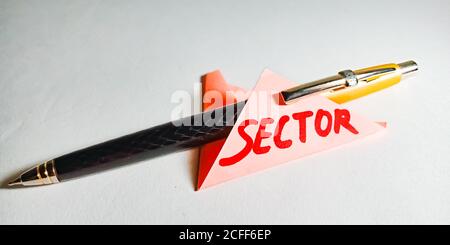 Sector word displayed on paper slip concept for educational informative awareness.