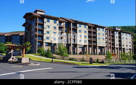 TANNERSVILLE, PA -30 AUG 2020- View of the Camelback Mountain Resort, a large ski resort in the Poconos mountains in Pennsylvania, United States. Stock Photo