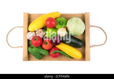 Fresh vegetables in a large assortment on a white background. Stock Photo