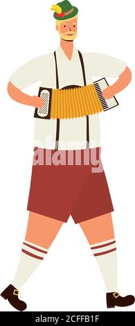german man wearing tyrolean suit playing accordion vector illustration design Stock Vector