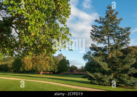 Country House garden with winding gravel path Stock Photo